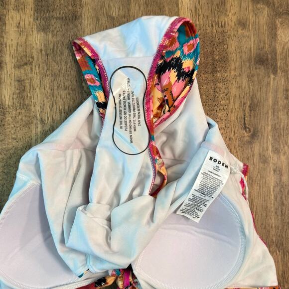 Boden Anthropologie Women’s Ikat Cap Sleeve Tie Cut Out One-Piece Swimsuit Small - Picture 8 of 9